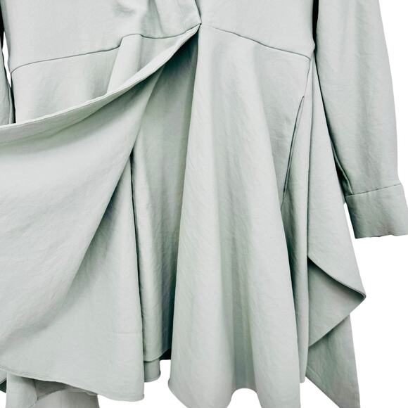 Tibi Womens Chalky Drape Long Sleeve Wrap Mini Dress in Ash Green Size 6 - Picture 14 of 16
